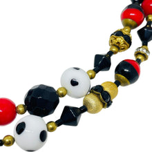 Load image into Gallery viewer, MADE IN CZECHOSLOVAKIA signed vintage gold tone art glass beaded necklace