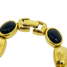 Load image into Gallery viewer, MARVELLA signed vintage gold tone faux pearl onyx designer link bracelet