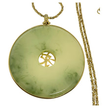 Load image into Gallery viewer, MONET signed vintage faux jade oriental large pendant designer necklace