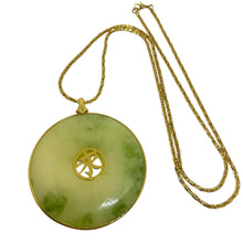 Load image into Gallery viewer, MONET signed vintage faux jade oriental large pendant designer necklace