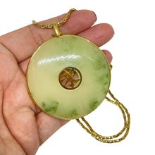 Load image into Gallery viewer, MONET signed vintage faux jade oriental large pendant designer necklace