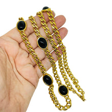Load image into Gallery viewer, NAPIER signed vintage gold tone black cabs massive chain designer necklace
