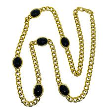 Load image into Gallery viewer, NAPIER signed vintage gold tone black cabs massive chain designer necklace