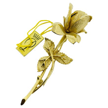 Load image into Gallery viewer, PASTELLI signed vintage gold tone flower rose designer brooch