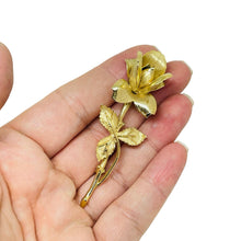 Load image into Gallery viewer, PASTELLI signed vintage gold tone flower rose designer brooch