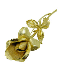 Load image into Gallery viewer, PASTELLI signed vintage gold tone flower rose designer brooch