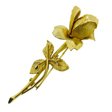 Load image into Gallery viewer, PASTELLI signed vintage gold tone flower rose designer brooch
