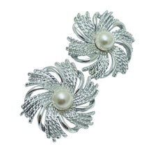 Load image into Gallery viewer, SARAH COVENTRY signed silver pearl flower designer runway earrings brooch set