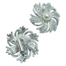 Load image into Gallery viewer, SARAH COVENTRY signed silver pearl flower designer runway earrings brooch set
