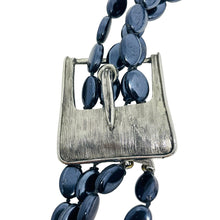 Load image into Gallery viewer, SELINI signed vintage silver tone belt buckle beaded designer necklace earrings