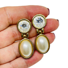 Load image into Gallery viewer, SWAROVSKI SAL signed vintage gold plated pearl crystals designer drop earrings