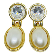 Load image into Gallery viewer, SWAROVSKI SAL signed vintage gold plated pearl crystals designer drop earrings