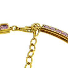 Load image into Gallery viewer, SWAROVSKI swan logo signed gold plated amethyst crystal designer necklace