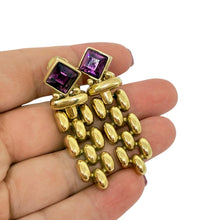 Load image into Gallery viewer, SWAROVSKI swan signed gold plated amethyst crystal designer 80's clip earrings
