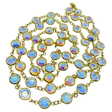 Load image into Gallery viewer, SWAROVSKI swan signed gold plated aurora crystals bezel chain designer necklace