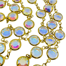 Load image into Gallery viewer, SWAROVSKI swan signed gold plated aurora crystals bezel chain designer necklace