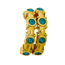 Load image into Gallery viewer, SWAROVSKI swan signed vintage gold emerald crystals designer small hoop earrings