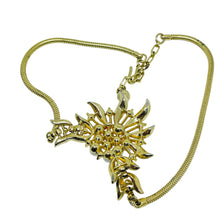 Load image into Gallery viewer, TRIFARI crown signed gold pearl rhinestone flower designer necklace