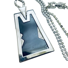 Load image into Gallery viewer, TRIFARI crown signed silver black modernist rhinestone designer runway necklace