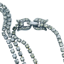 Load image into Gallery viewer, TRIFARI crown signed silver black modernist rhinestone designer runway necklace