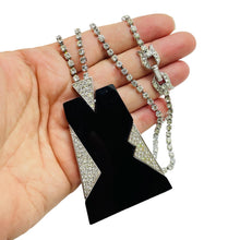 Load image into Gallery viewer, TRIFARI crown signed silver black modernist rhinestone designer runway necklace