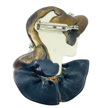 Load image into Gallery viewer, Vintage 80's flapper art deco style ladies face designer pin brooch