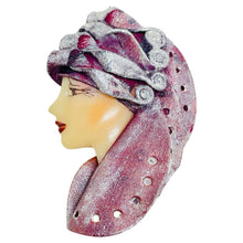 Load image into Gallery viewer, Vintage 80's flapper art deco style ladies face designer pin brooch