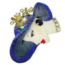 Load image into Gallery viewer, Vintage 80's flapper art deco style ladies face designer pin brooch