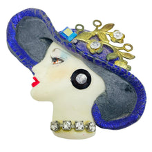 Load image into Gallery viewer, Vintage 80's flapper art deco style ladies face designer pin brooch
