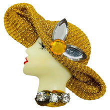 Load image into Gallery viewer, Vintage 80's flapper art deco style ladies face designer pin brooch