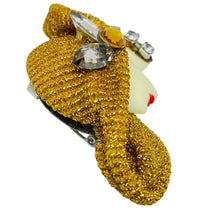 Load image into Gallery viewer, Vintage 80's flapper art deco style ladies face designer pin brooch