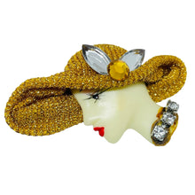 Load image into Gallery viewer, Vintage 80's flapper art deco style ladies face designer pin brooch