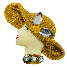 Load image into Gallery viewer, Vintage 80's flapper art deco style ladies face designer pin brooch