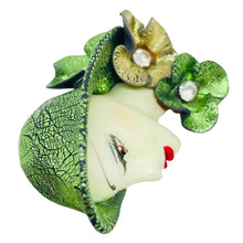Load image into Gallery viewer, Vintage 80's flapper art deco style ladies face designer pin brooch