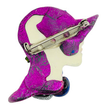 Load image into Gallery viewer, Vintage 80's flapper art deco style ladies face designer pin brooch