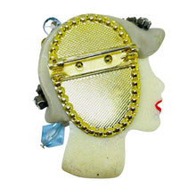 Load image into Gallery viewer, Vintage 80's flapper art deco style ladies face designer pin brooch