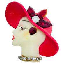 Load image into Gallery viewer, Vintage 80's flapper art deco style ladies face designer pin brooch
