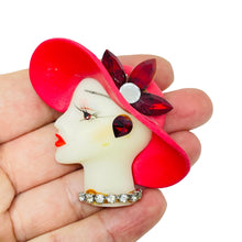 Load image into Gallery viewer, Vintage 80's flapper art deco style ladies face designer pin brooch