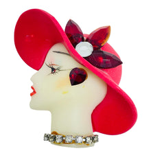 Load image into Gallery viewer, Vintage 80's flapper art deco style ladies face designer pin brooch