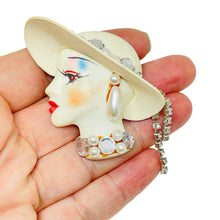 Load image into Gallery viewer, Vintage 80's flapper art deco style ladies face designer pin brooch