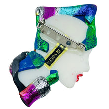 Load image into Gallery viewer, Vintage 80's flapper art deco style ladies face designer pin brooch