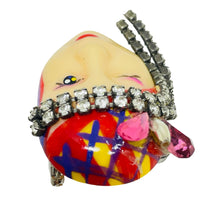 Load image into Gallery viewer, Vintage 80's flapper art deco style ladies face designer pin brooch