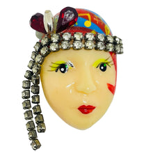 Load image into Gallery viewer, Vintage 80's flapper art deco style ladies face designer pin brooch