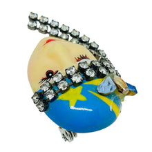 Load image into Gallery viewer, Vintage 80's flapper art deco style ladies face designer pin brooch