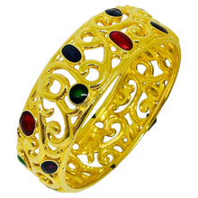 Load image into Gallery viewer, Vintage AK ANNE KLEIN signed gold tone enamel massive designer bangle bracelet
