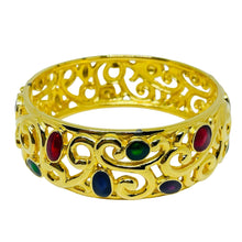 Load image into Gallery viewer, Vintage AK ANNE KLEIN signed gold tone enamel massive designer bangle bracelet