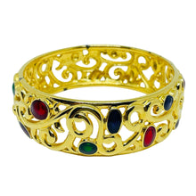 Load image into Gallery viewer, Vintage AK ANNE KLEIN signed gold tone enamel massive designer bangle bracelet