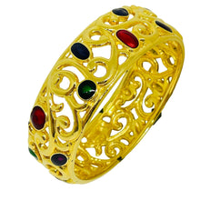 Load image into Gallery viewer, Vintage AK ANNE KLEIN signed gold tone enamel massive designer bangle bracelet