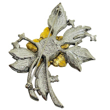 Load image into Gallery viewer, Vintage AVON signed silver gold tone pearls rhinestones flower designer brooch