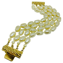 Load image into Gallery viewer, Vintage CAROLEE signed gold tone multi strand faux pearls designer bracelet